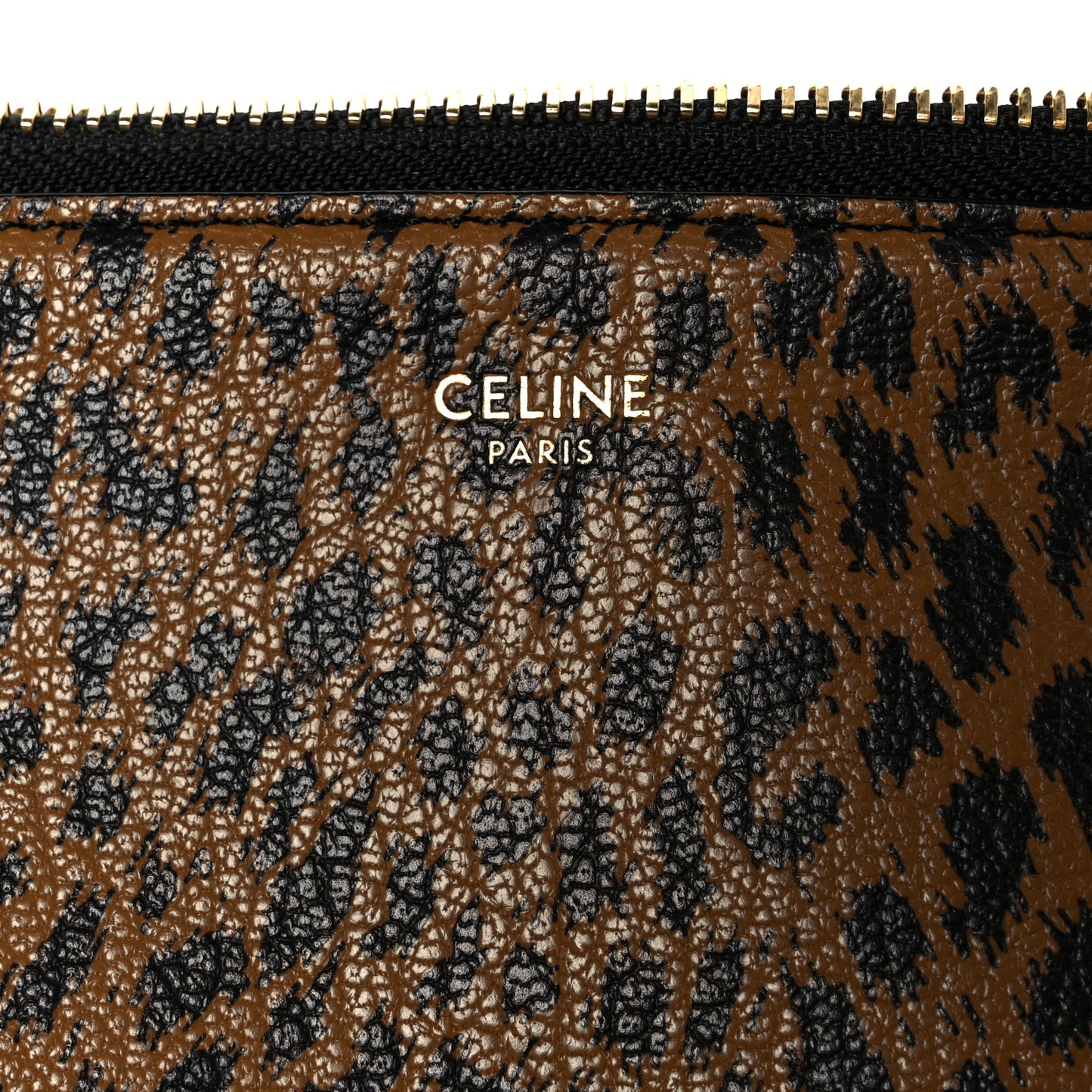 Goatskin Leopard Printed Small Trio Crossbody Bag Brown Black