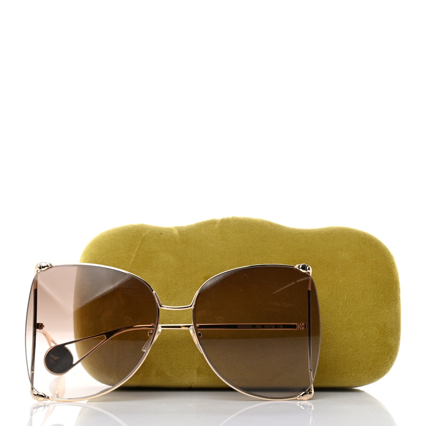 Oversized Round Sunglasses GG0252S Gold Brown