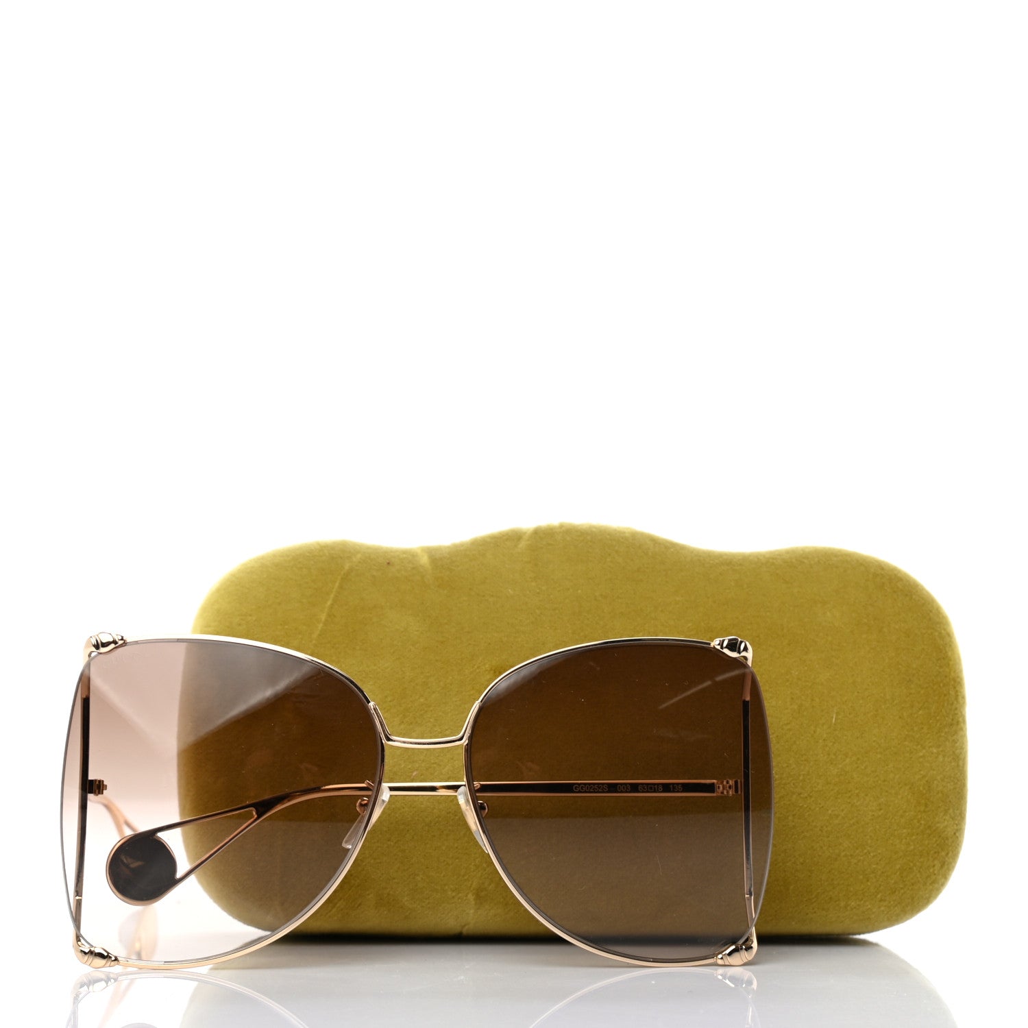 Gucci Oversized Round Sunglasses GG0252S Gold Brown 8 of 8