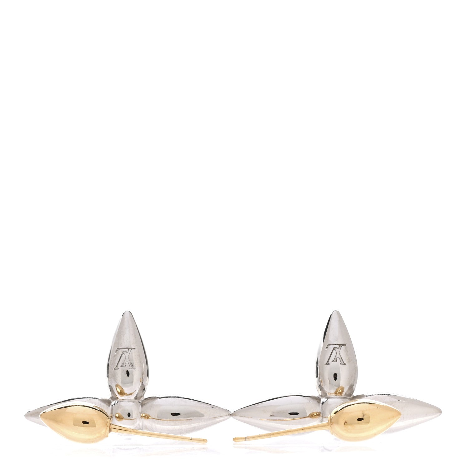 Louis Vuitton Metal Louisette Earrings Silver Gold 3 of 4