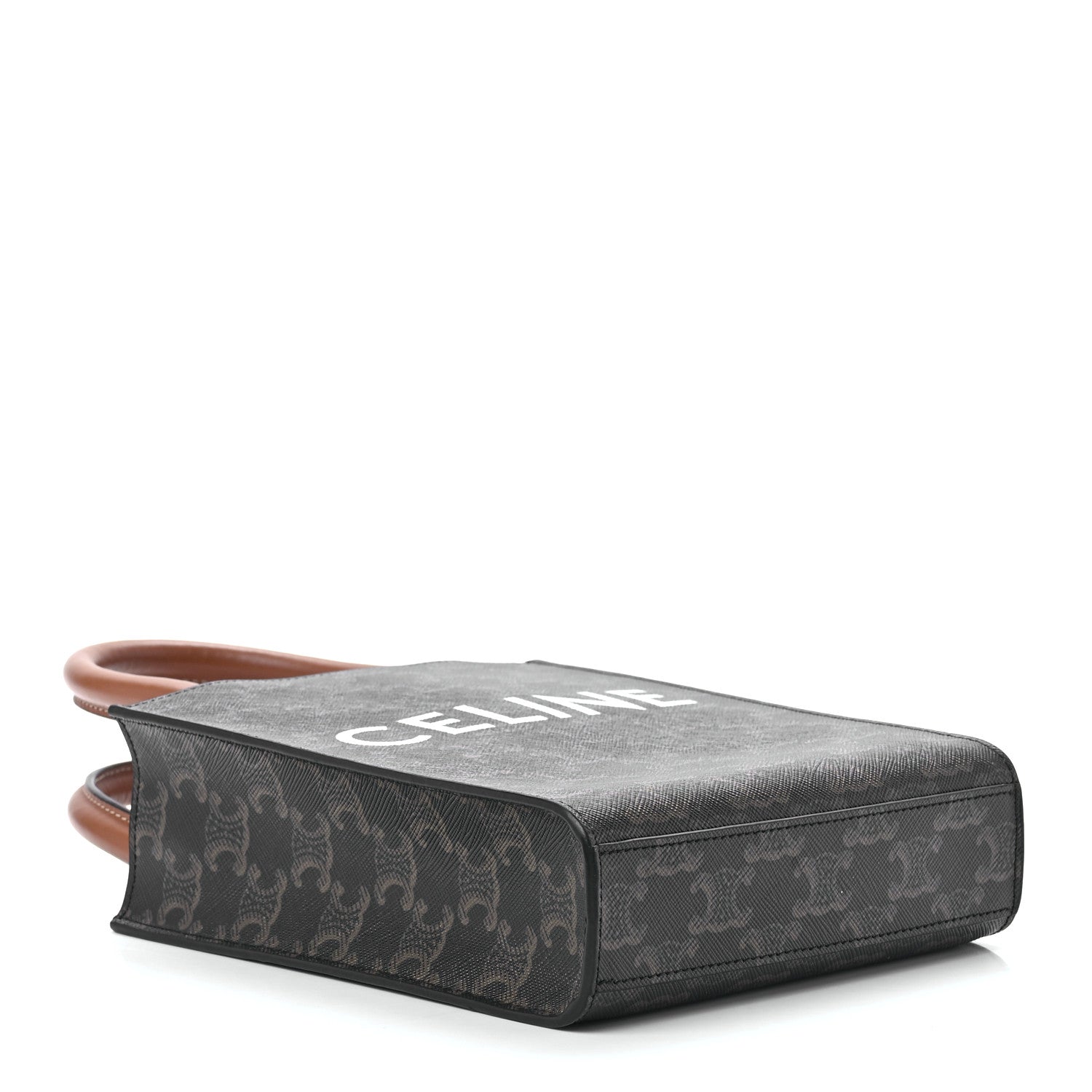 Celine Triomphe Canvas Calfskin Mini Vertical Cabas Tan 4 of 10