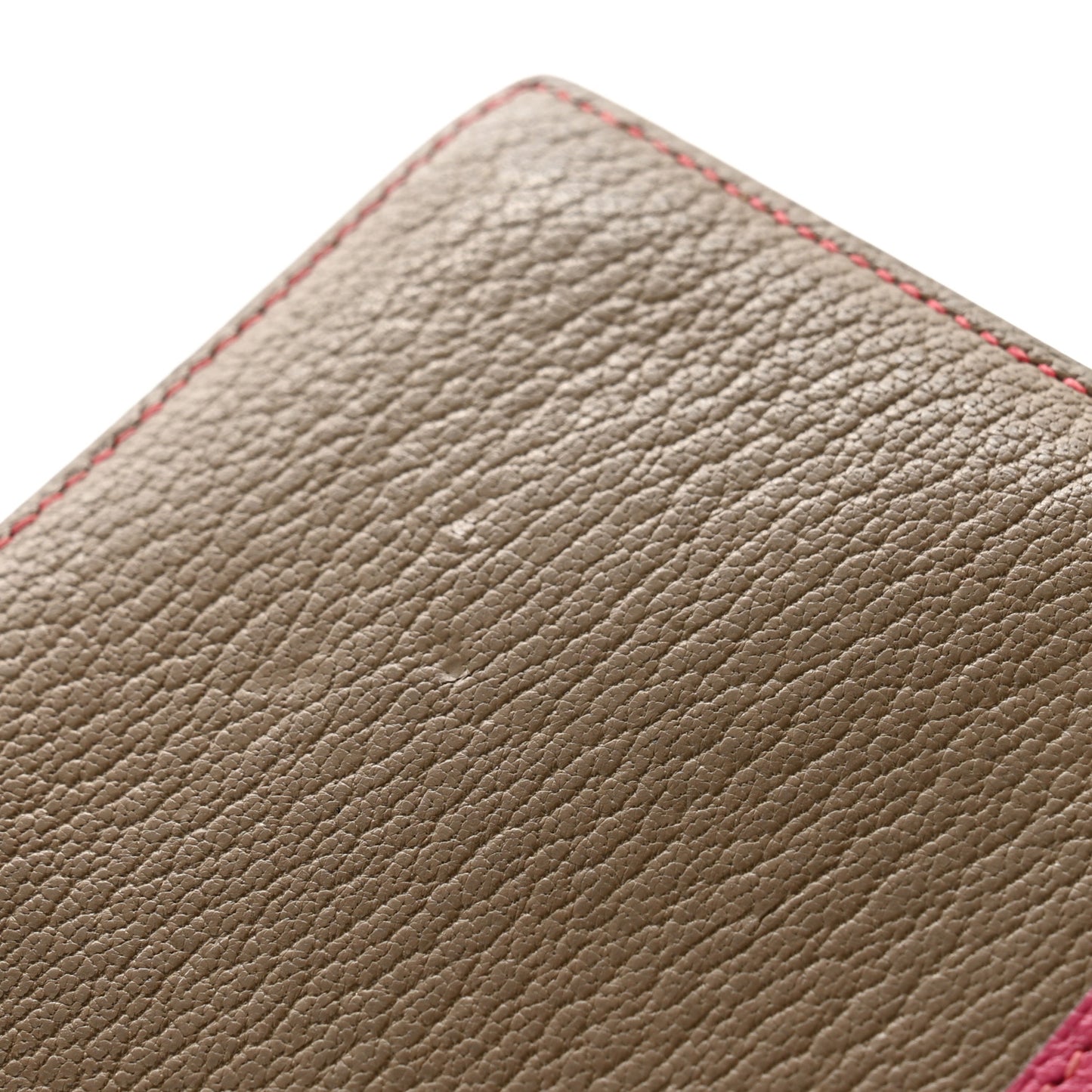 Chevre Mysore Bi-Color Bearn Gusset Wallet Etoupe Rose Shocking