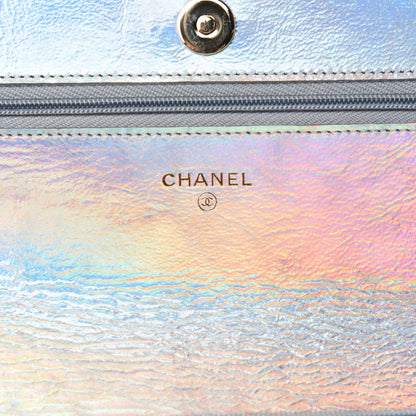 Chanel Iridescent Goatskin Quilted Wallet On Chain WOC Silver 8 of 12