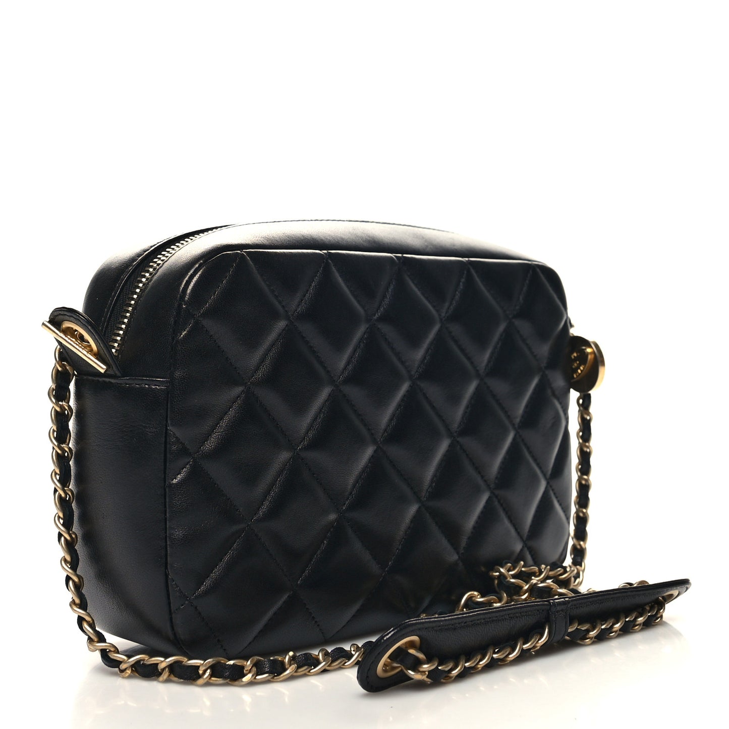 Lambskin Quilted Small Diamond CC Camera Case Black