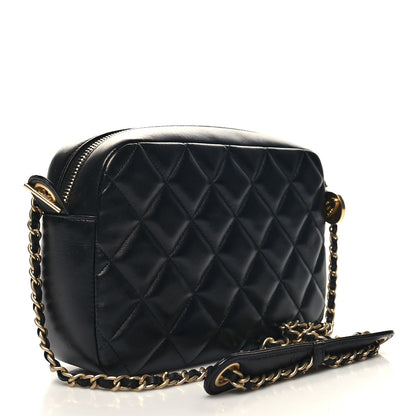 Chanel Lambskin Quilted Small Diamond CC Camera Case Black 3 of 11