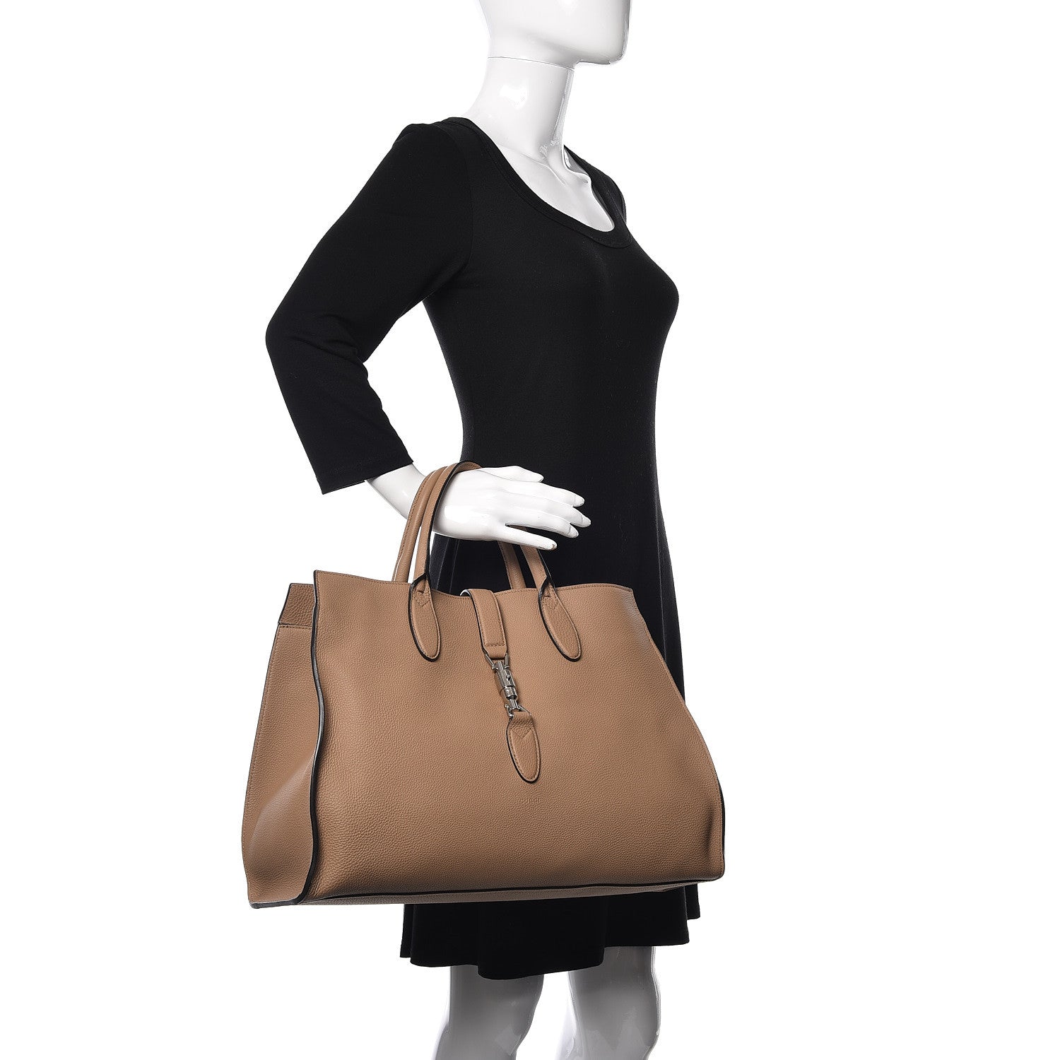Gucci Soft Calfskin Medium Jackie Top Handle Bag Classic Camel 2 of 13