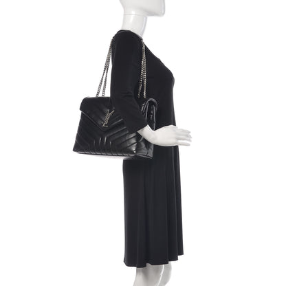 Saint Laurent Calfskin Y Quilted Monogram Medium Loulou Chain Satchel Black 2 of 9