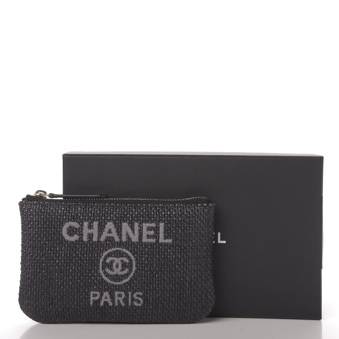 Woven Straw Raffia Deauville Cosmetic Pouch Black
