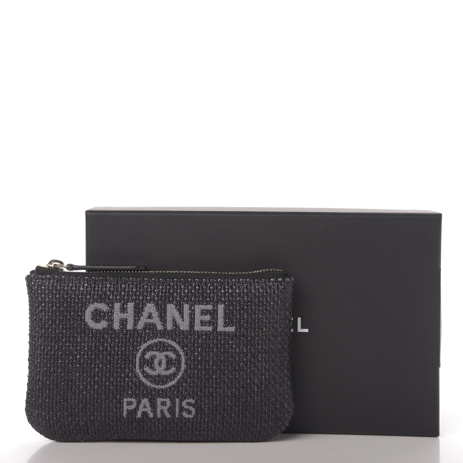 Chanel Woven Straw Raffia Deauville Cosmetic Pouch Black 8 of 8