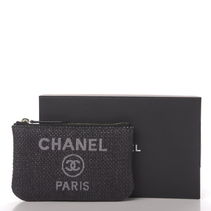 Chanel Woven Straw Raffia Deauville Cosmetic Pouch Black 8 of 8