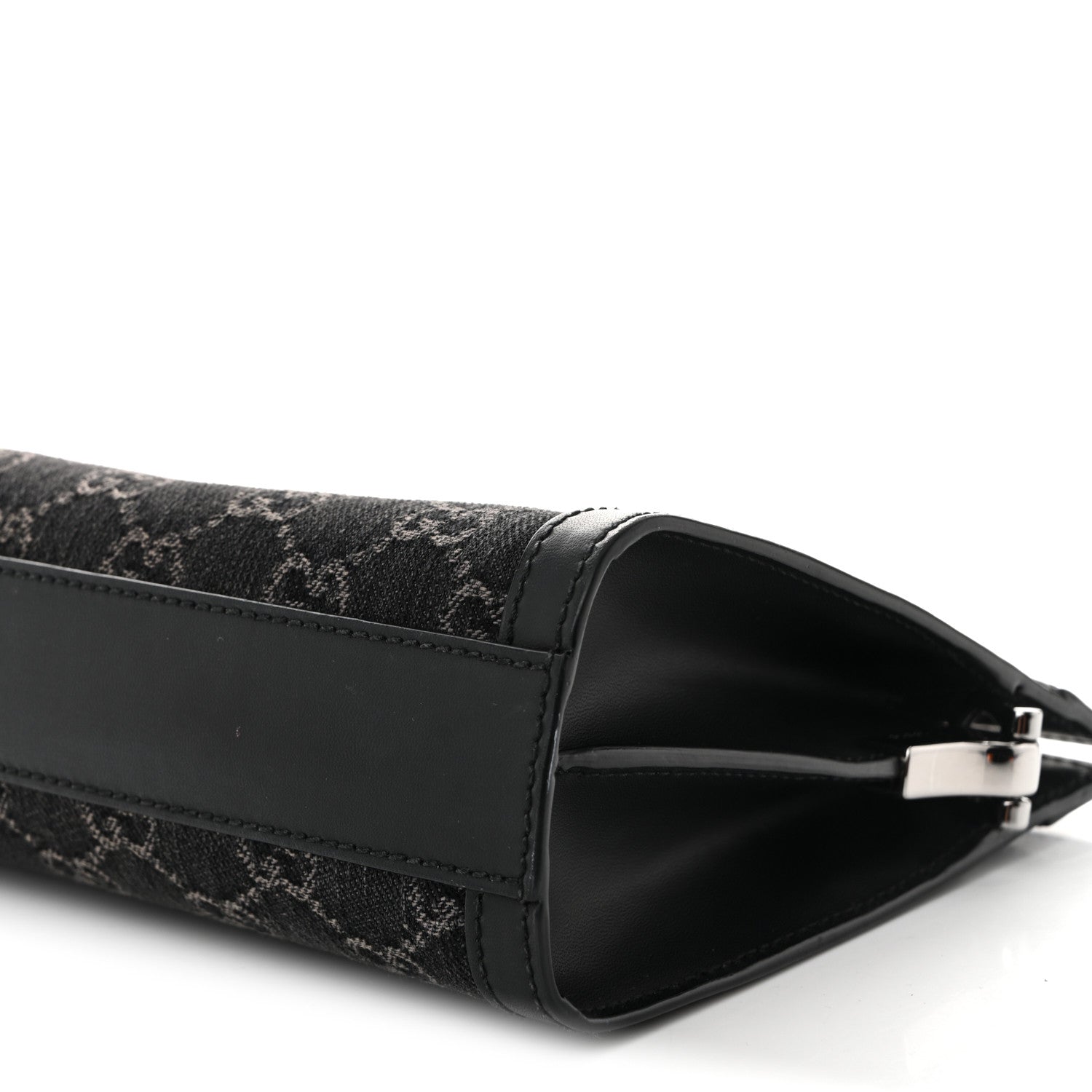 Gucci Jacquard Black Denim GG Monogram Chain Shoulder Bag Black Ivory 9 of 12