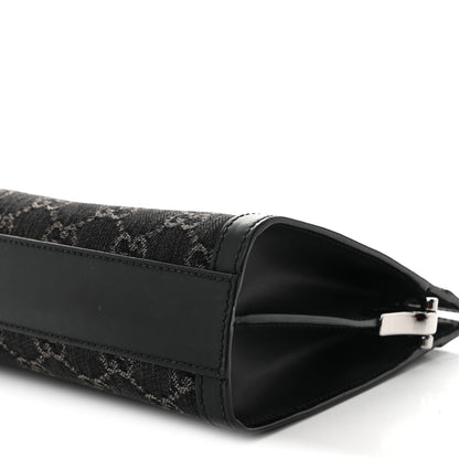 Gucci Jacquard Black Denim GG Monogram Chain Shoulder Bag Black Ivory 9 of 12
