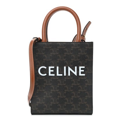 Celine Triomphe Canvas Calfskin Mini Vertical Cabas Tan 1 of 8