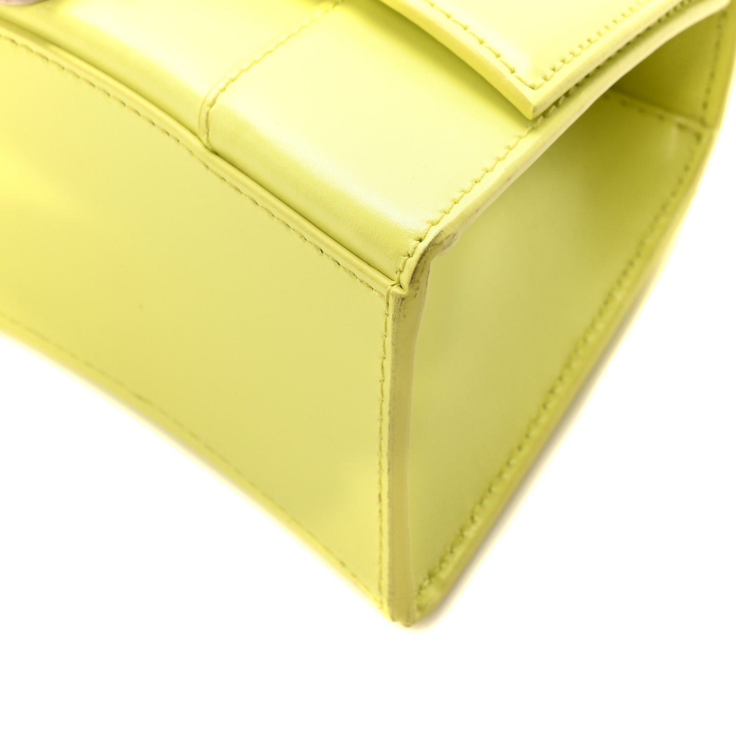 Shiny Box Calfskin Hourglass Top Handle Bag XS Lime