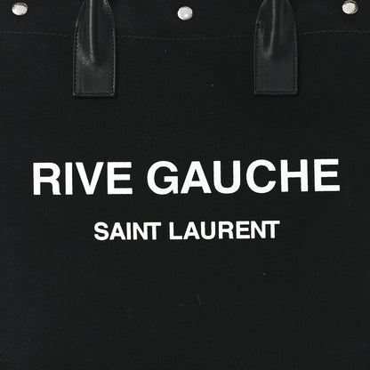 Saint Laurent Linen Calfskin Rive Gauche North South Tote Black 8 of 11