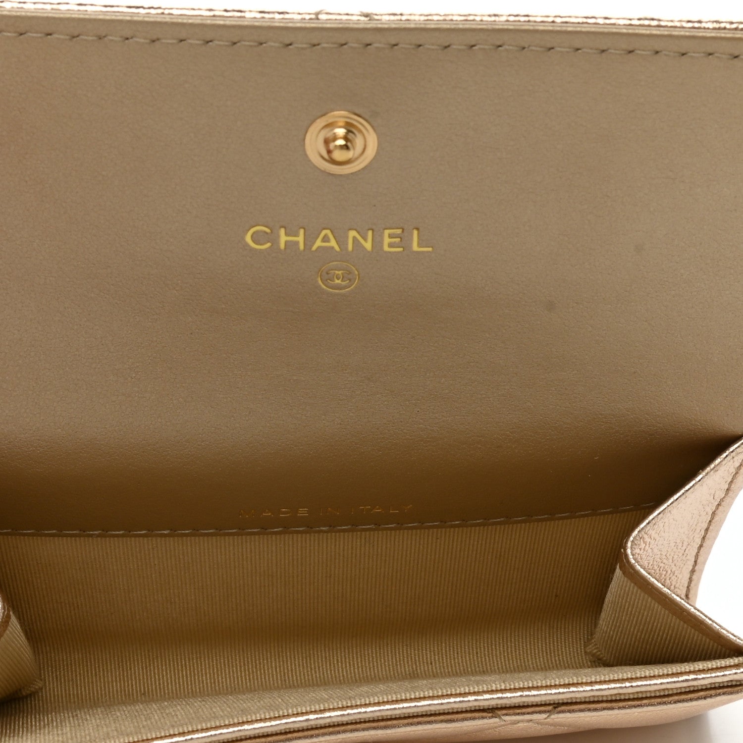 Chanel Metallic Goatskin Quilted Chanel 19 Flap Card Holder Gold 5 of 8