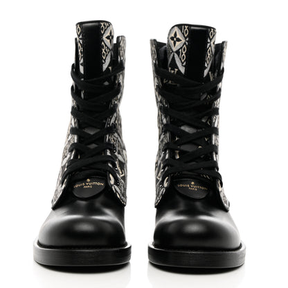 Louis Vuitton Jacquard Calfskin Since 1854 Metropolis Flat Ranger Boot 36 Gray 2 of 11