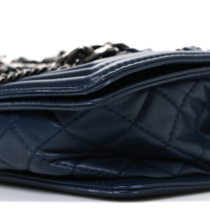 Chanel Lambskin Denim Tweed Medium Enchained Boy Flap Navy Blue 10 of 11