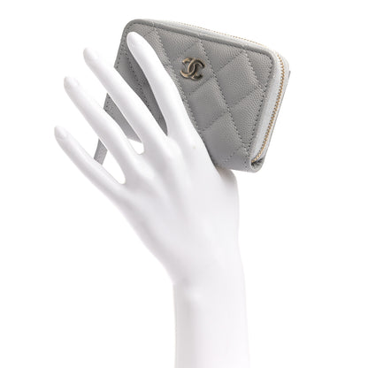 Chanel Caviar Quilted Zip Coin Purse Grey 2 of 7
