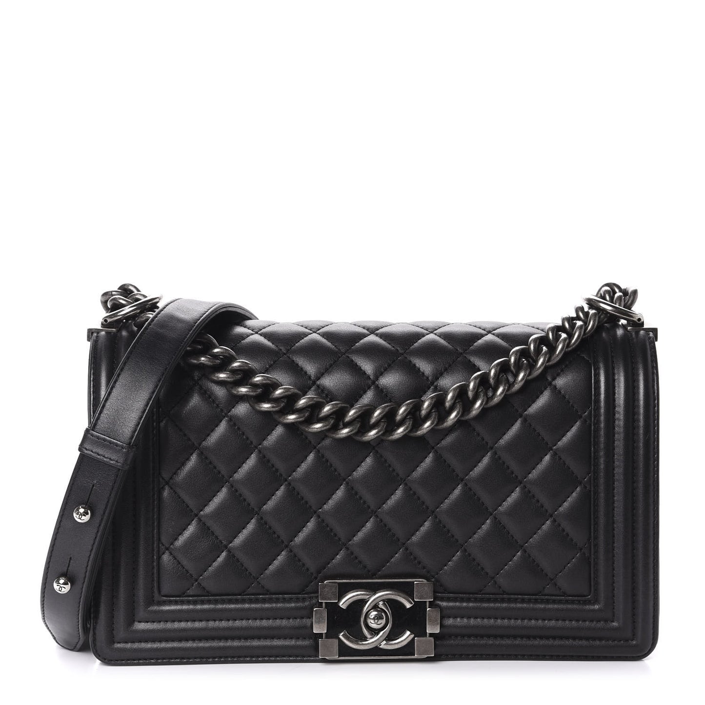 Calfskin Quilted Medium Boy Flap Black