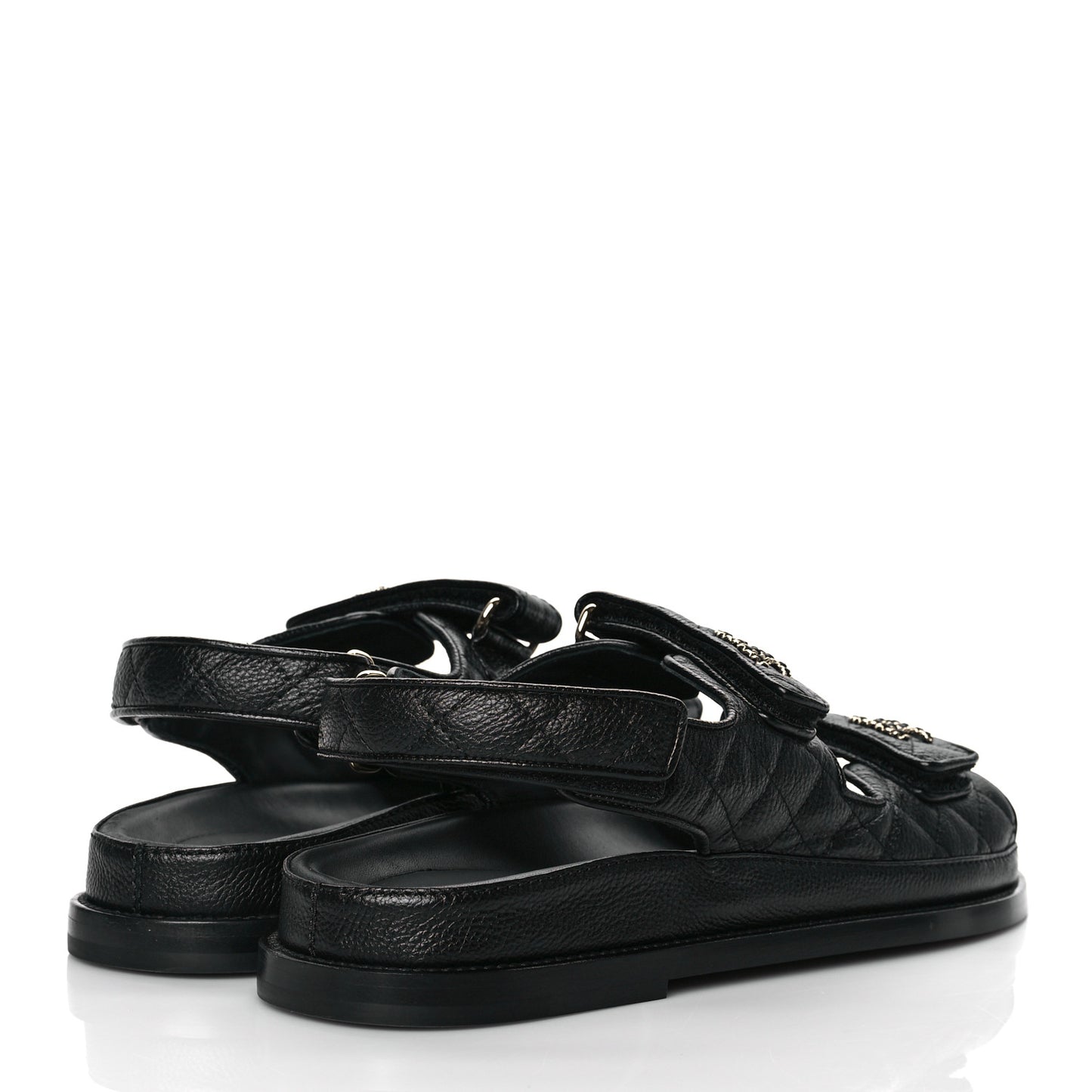 Grained Calfskin Velcro Dad Sandals 40 Black