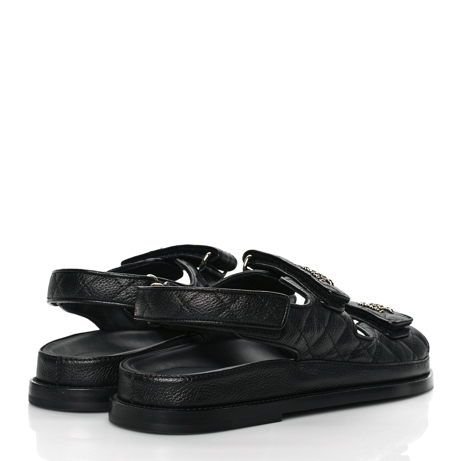 Chanel Grained Calfskin Velcro Dad Sandals 40 Black 4 of 9