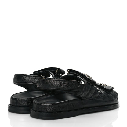 Chanel Grained Calfskin Velcro Dad Sandals 40 Black 4 of 9