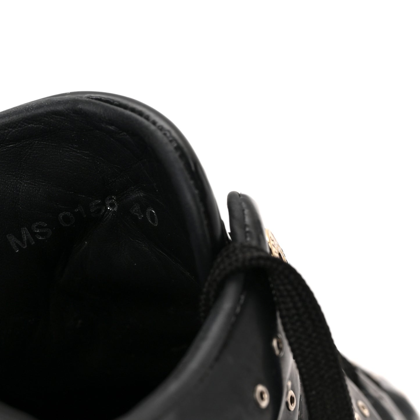 Patent Calfskin Studded Frontrow Sneakers 40 Black