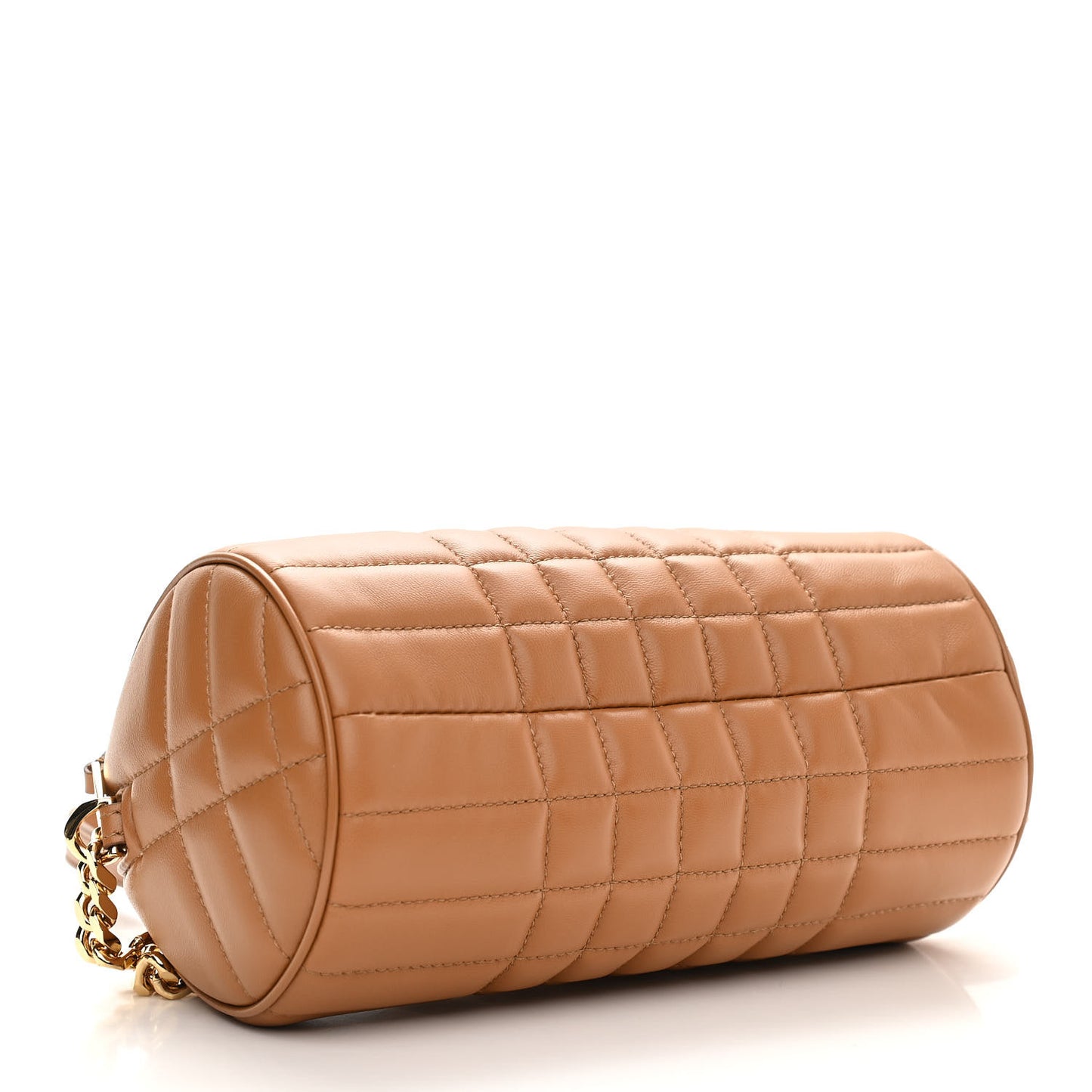 Lambskin Quilted Lola Barrel Bag Maple Brown