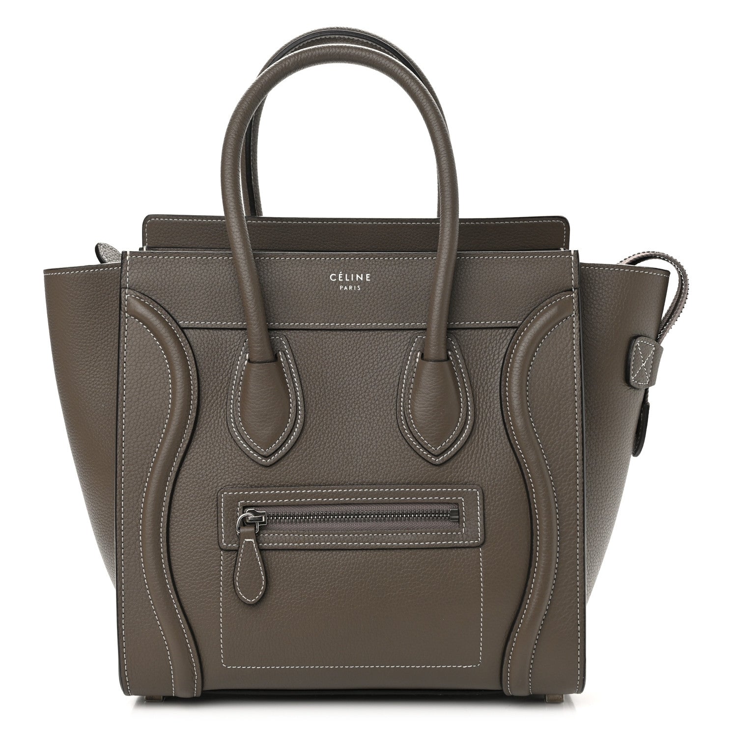 Celine Drummed Calfskin Micro Luggage Souris 1 of 9
