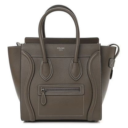 Celine Drummed Calfskin Micro Luggage Souris 1 of 9