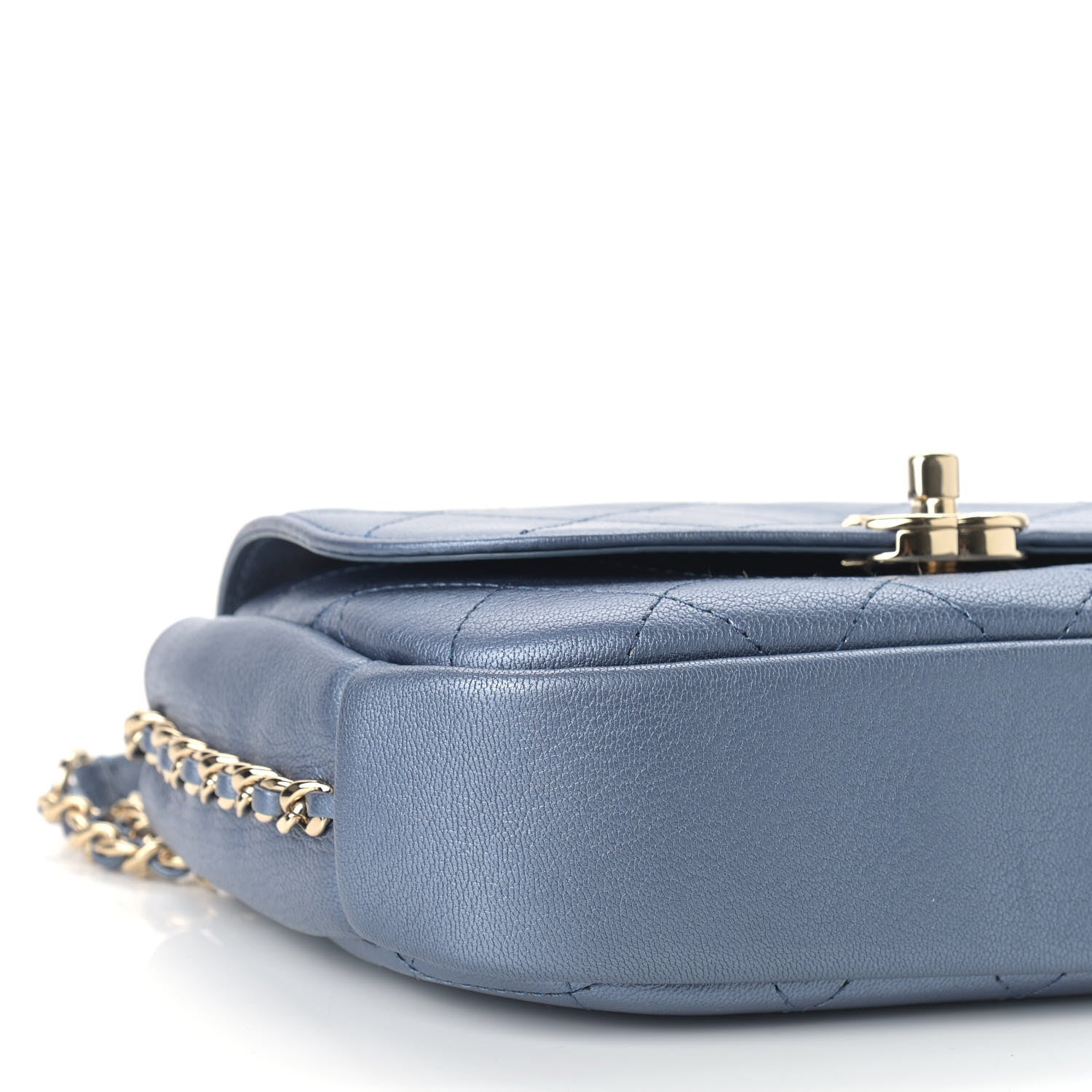 Chanel Metallic Goatskin Stitched Casual Trip Single Flap Blue 7 of 8
