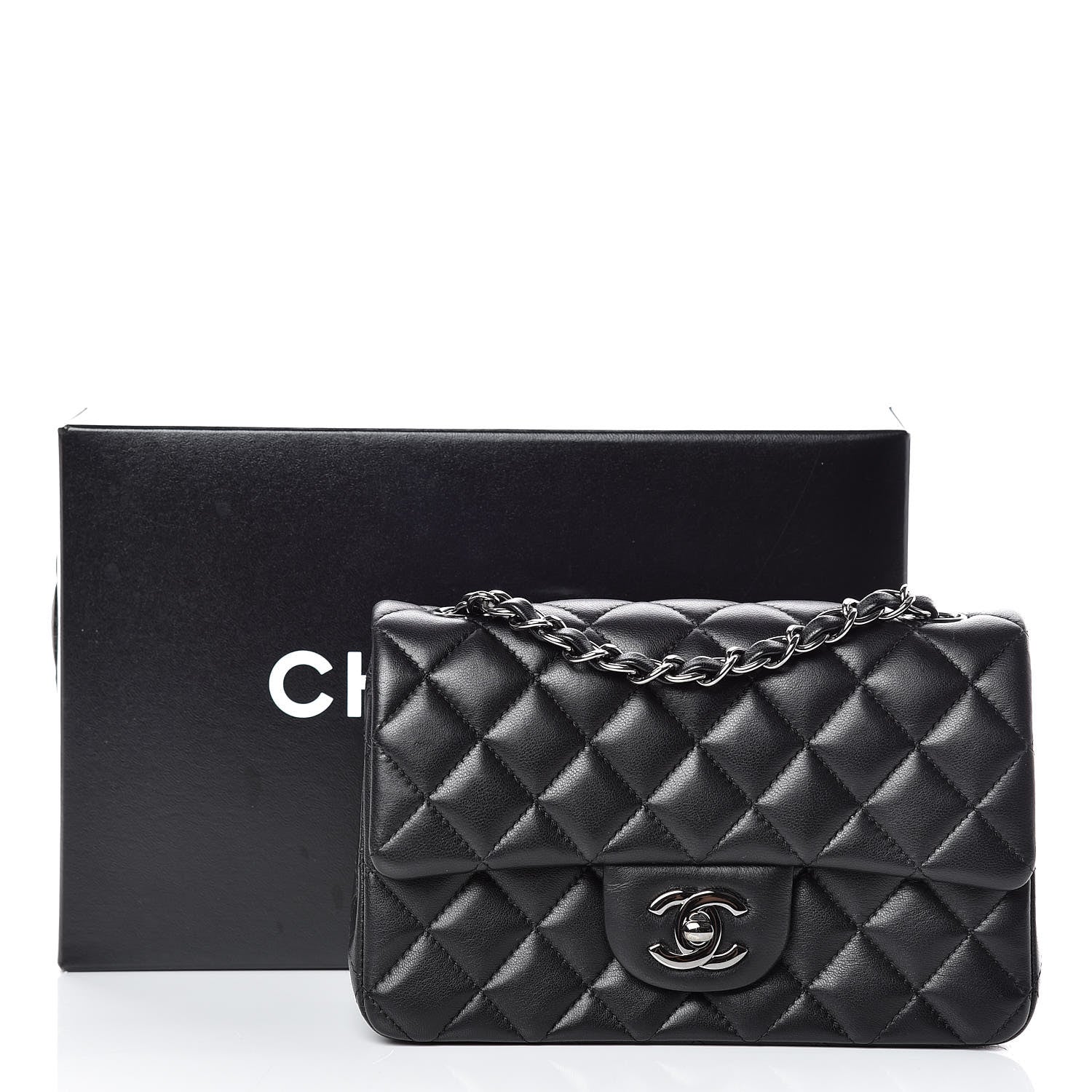Chanel Lambskin Quilted Mini Rectangular Flap Black 10 of 10