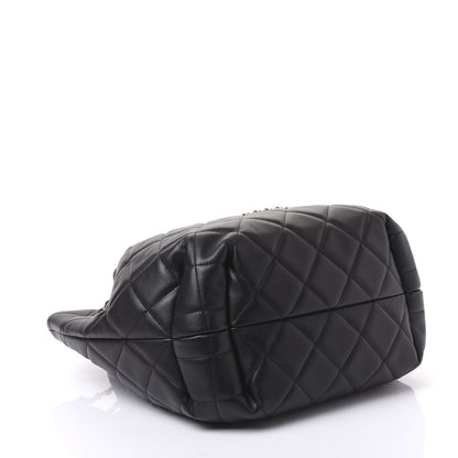 Chanel Lambskin Quilted CC Dweller Drawstring Tote Black 3 of 9