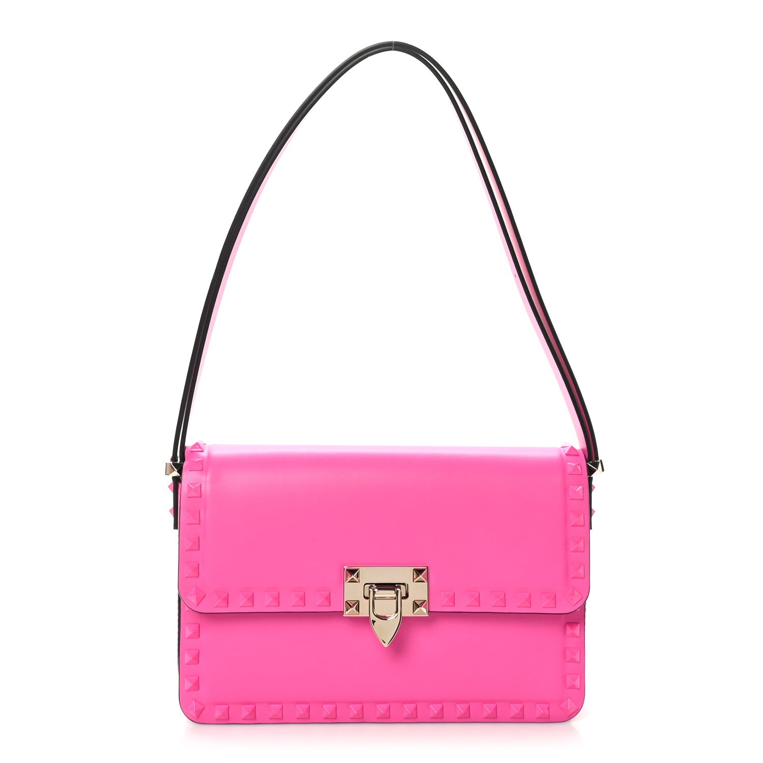 Valentino Garavani Smooth Calfskin Enamel Tonal Rockstud23 Shoulder Bag Pink PP 1 of 9