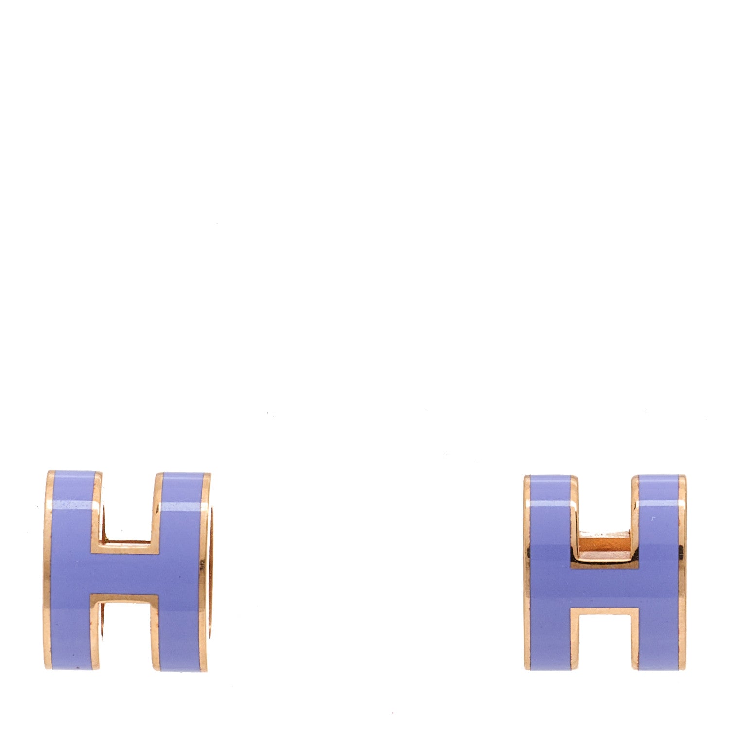 Hermes Rose Gold Lacquered Mini Pop H Earrings Lilac 1 of 5