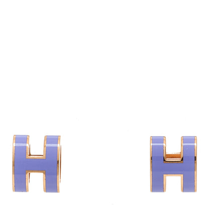 Hermes Rose Gold Lacquered Mini Pop H Earrings Lilac 1 of 5