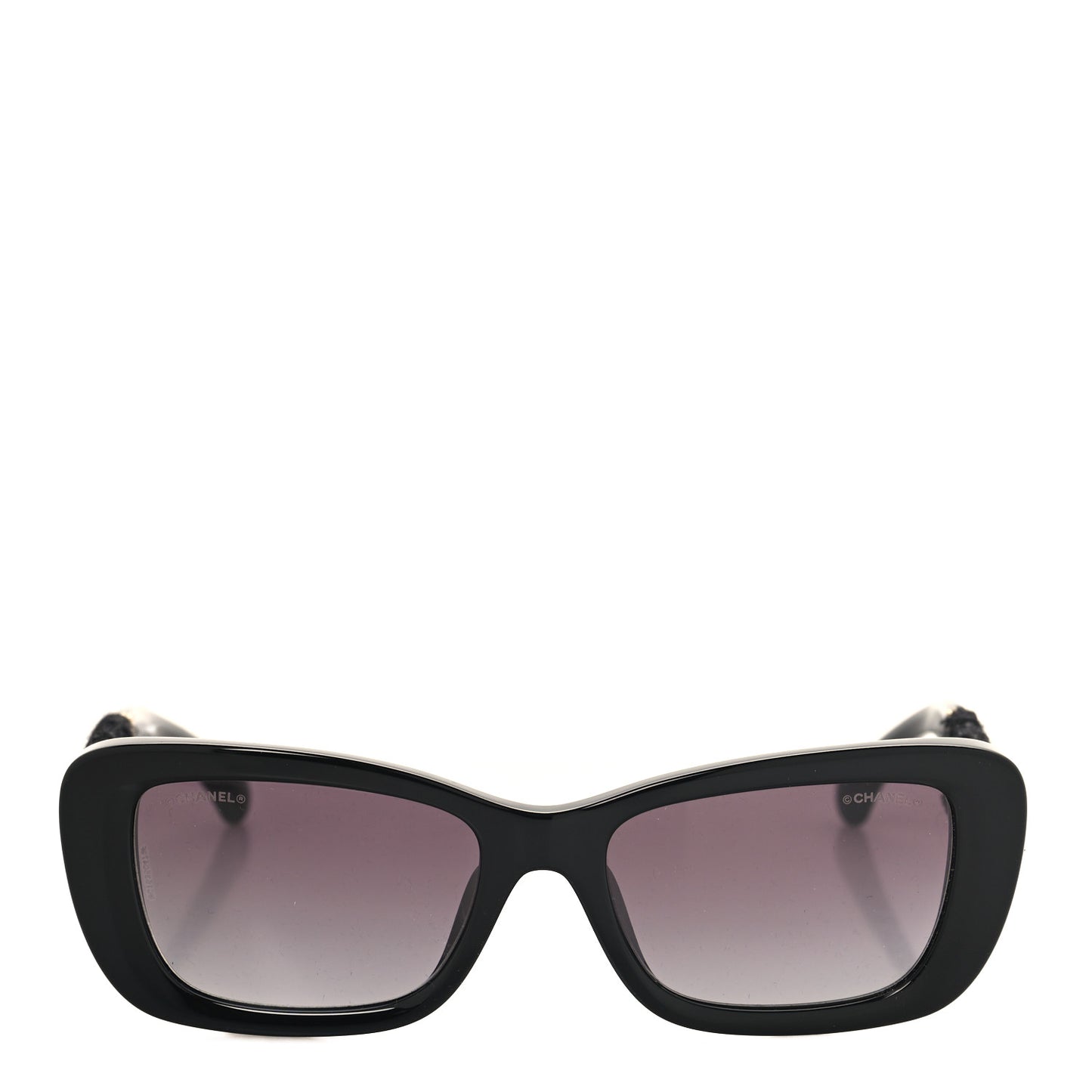 Acetate Tweed Wool CC Rectangle Sunglasses 5514-A Black