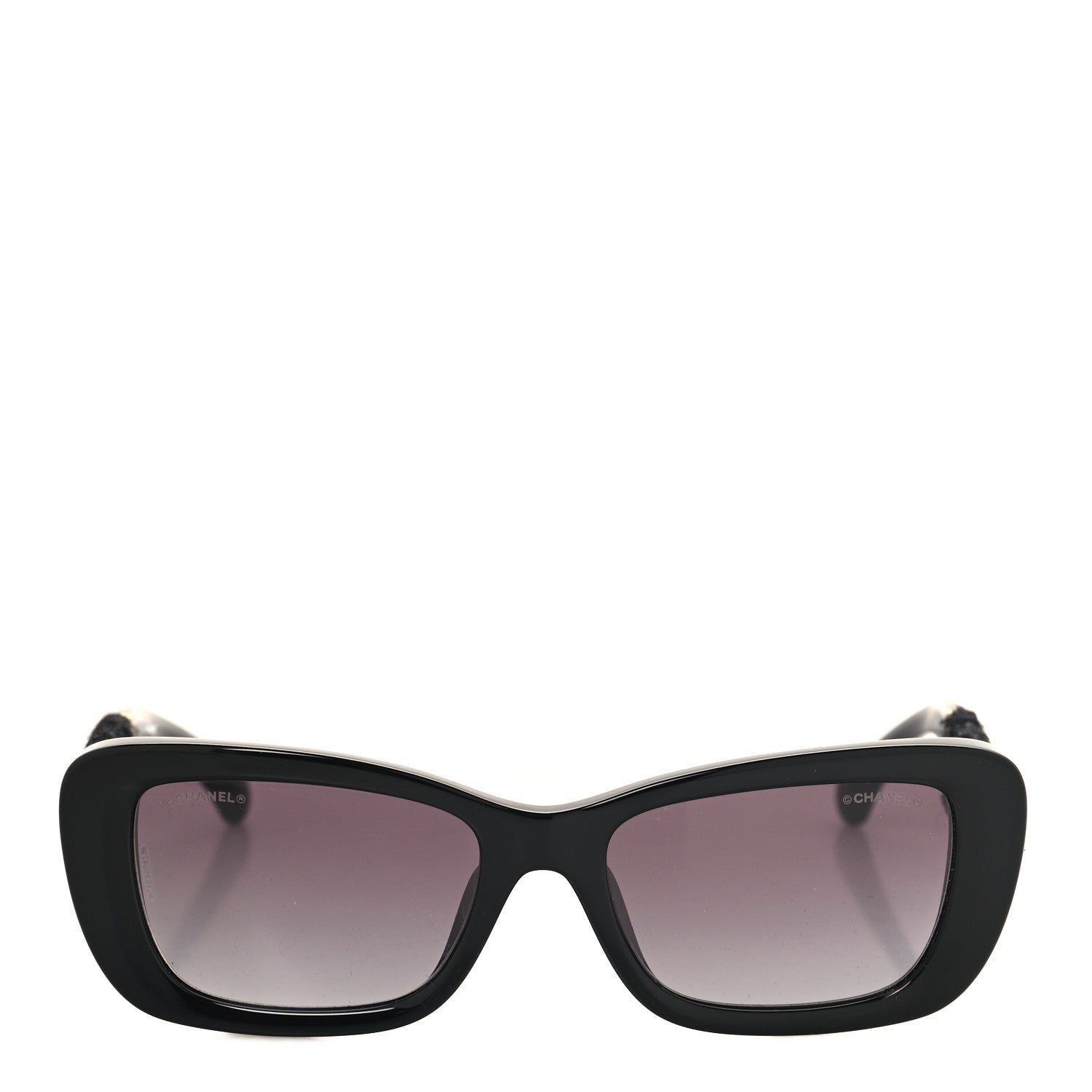 Chanel Acetate Tweed Wool CC Rectangle Sunglasses 5514-A Black 2 of 7