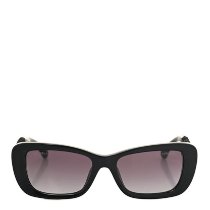 Chanel Acetate Tweed Wool CC Rectangle Sunglasses 5514-A Black 2 of 7