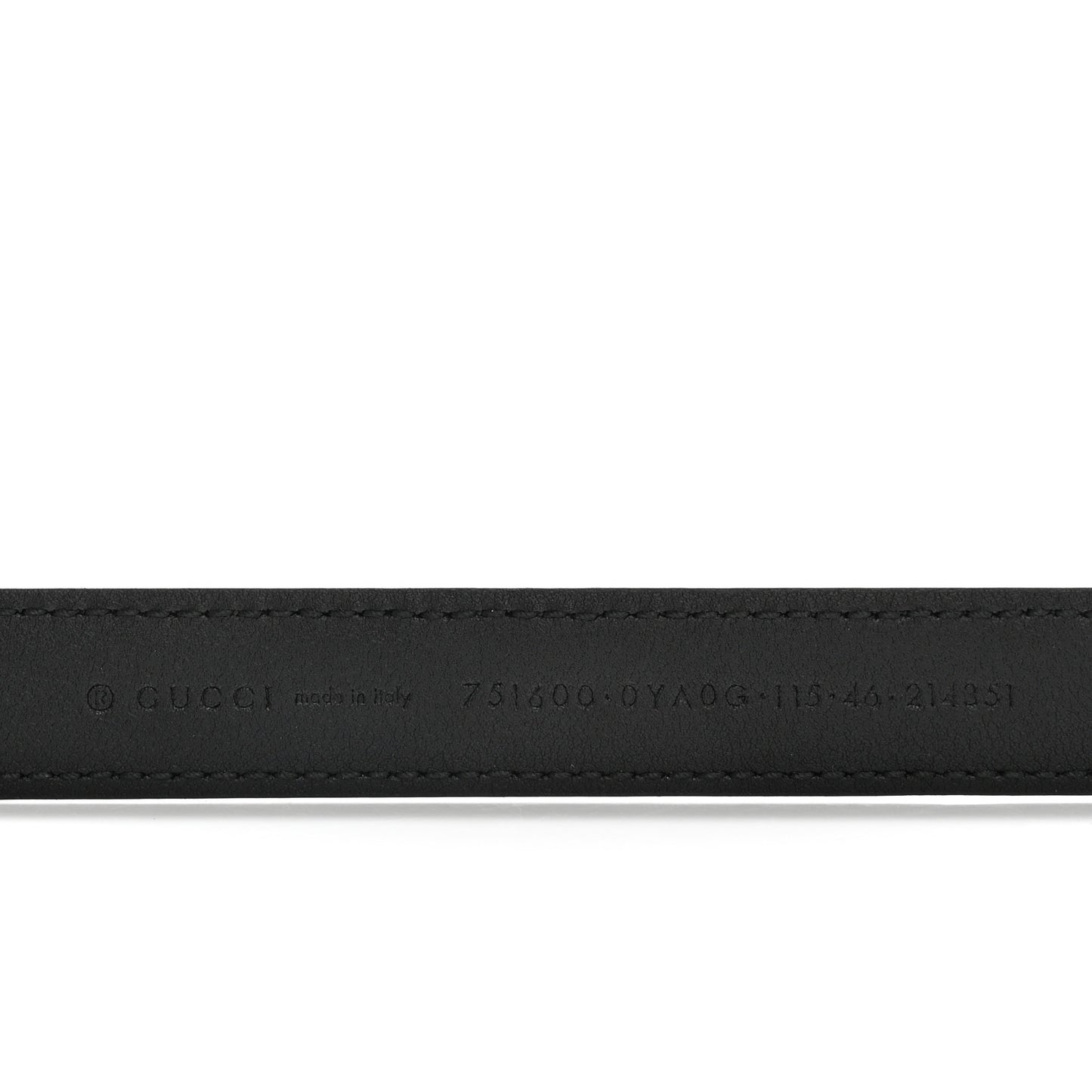 Plutone Calfskin Gucci Buckle 20mm Thin Belt 115 46 Black