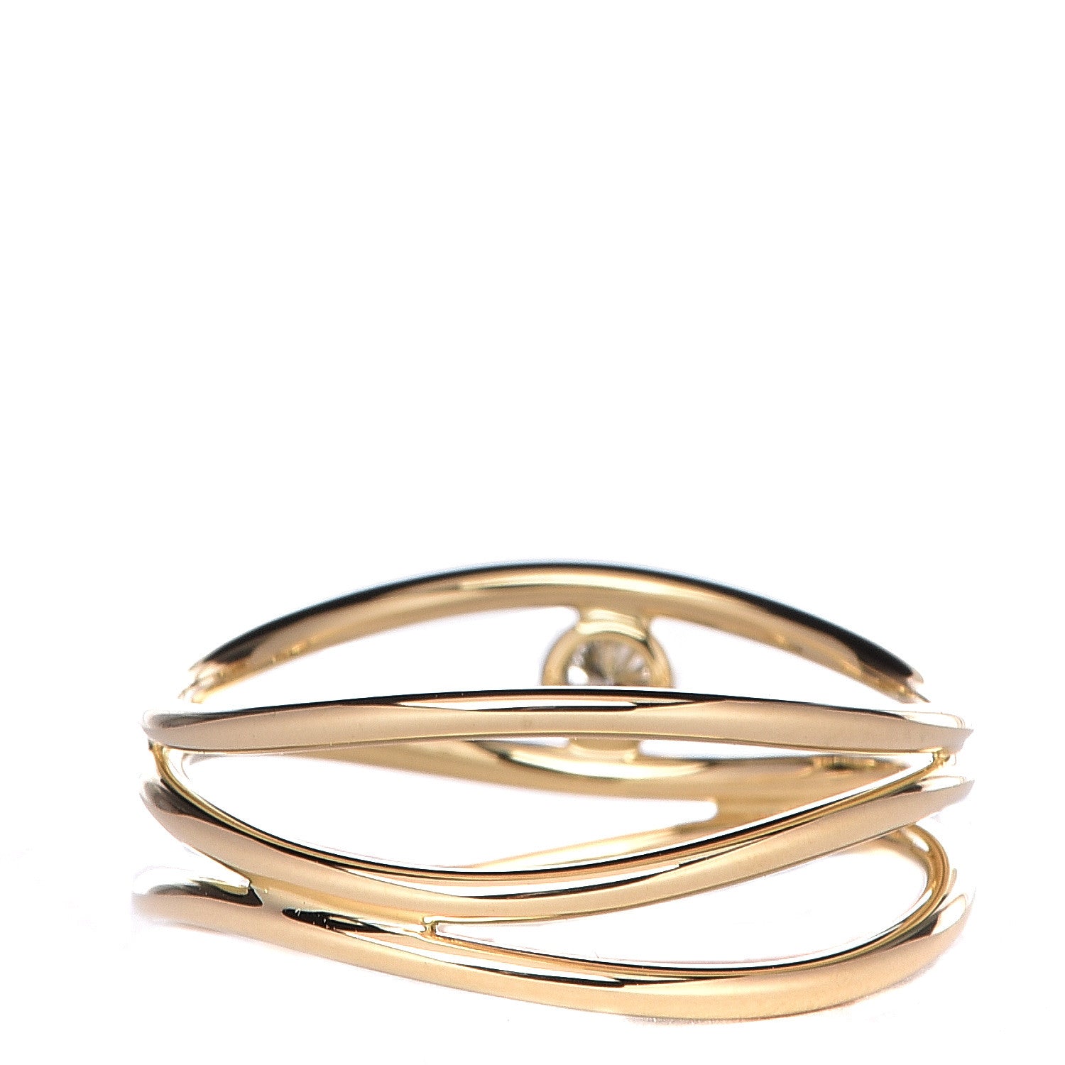 Tiffany 18K Yellow Gold Diamond Elsa Peretti 3 Row Wave Ring 51 5.75 4 of 7