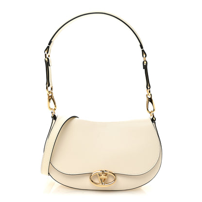 Valentino Garavani Calfskin Ohval Foldover Shoulder Bag White 1 of 9