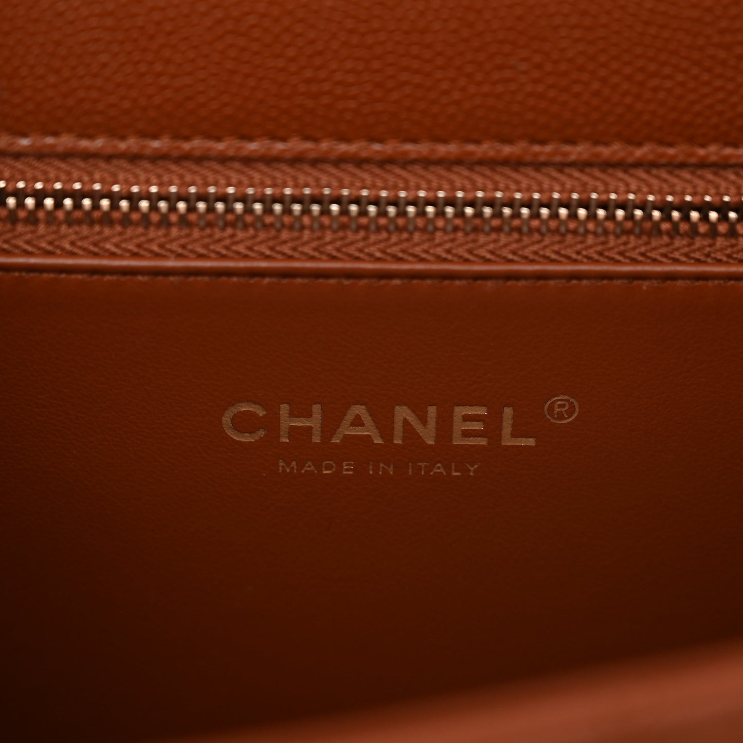 Caviar Quilted Chain Frame Flap Light Brown