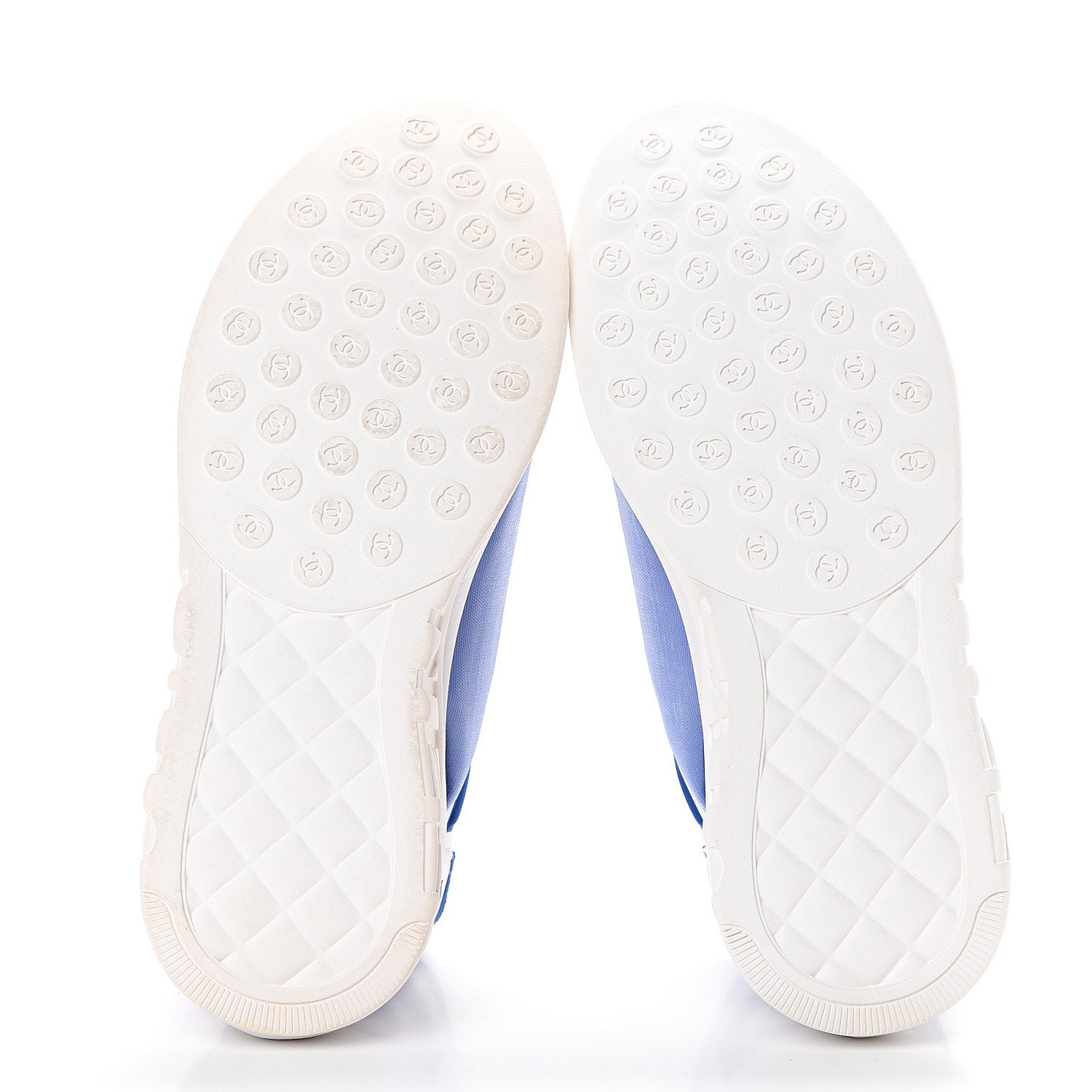 Chanel Calfskin Mesh Lycra Womens Logo Sneakers 39 White Blue 5 of 7