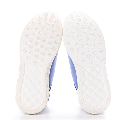 Chanel Calfskin Mesh Lycra Womens Logo Sneakers 39 White Blue 5 of 7