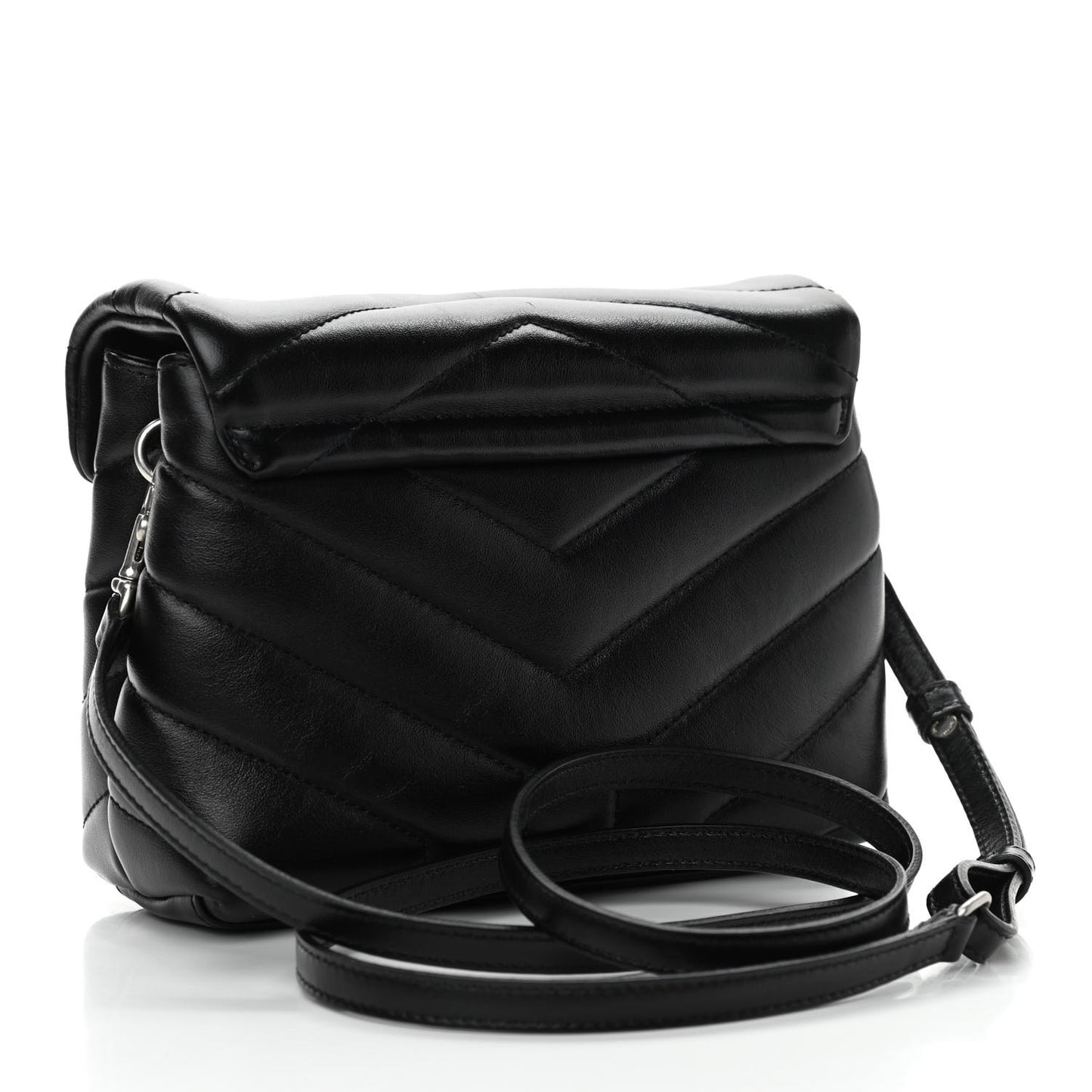 Calfskin Y Quilted Monogram Toy Loulou Crossbody Bag Black