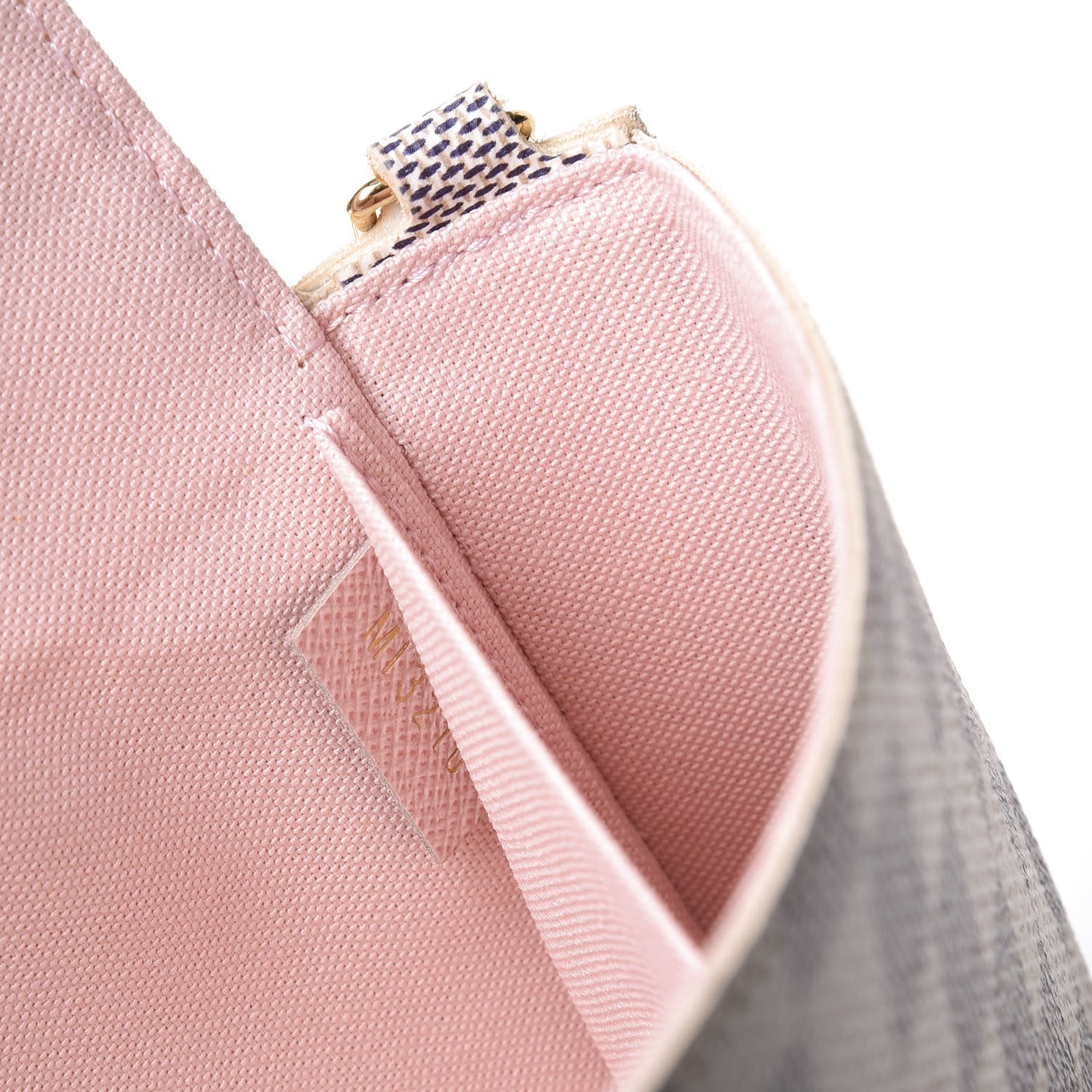 Damier Azur Pochette Felicie Chain Wallet Rose Ballerine