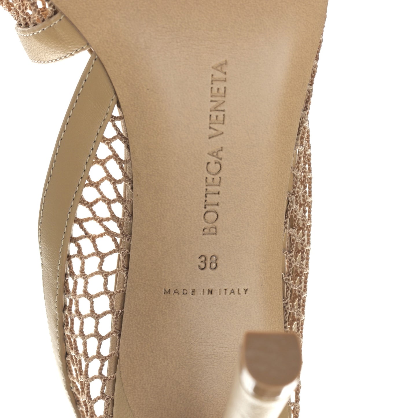 Mesh Nappa Chunky Chain Sandals 38 Beige Pony