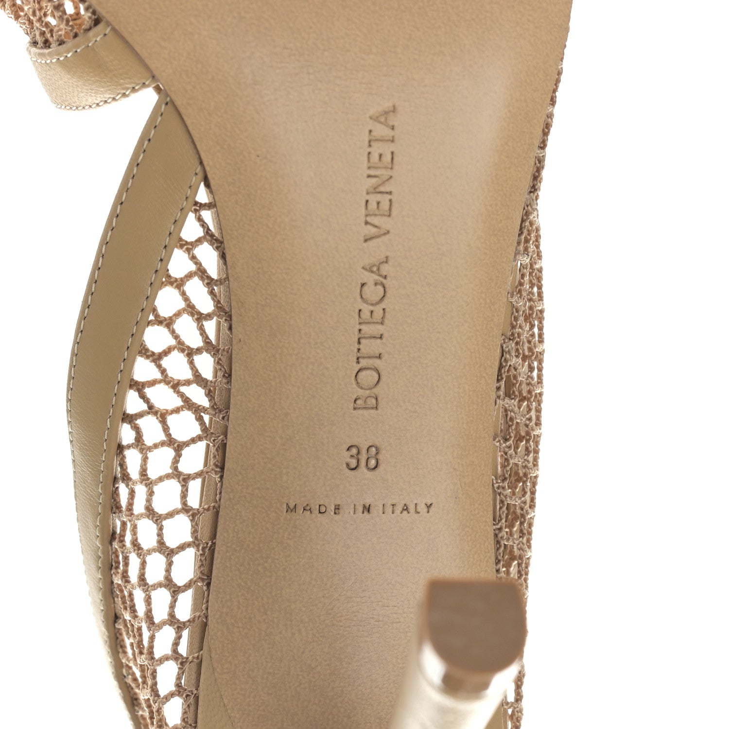 Bottega Veneta Mesh Nappa Chunky Chain Sandals 38 Beige Pony 6 of 7